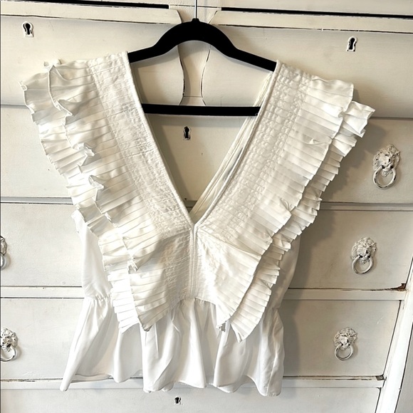 Umgee Ruffled Flutter Sleeve Textured Blouse